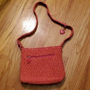 Liz claiborne woven crochet style shoulder bag purse